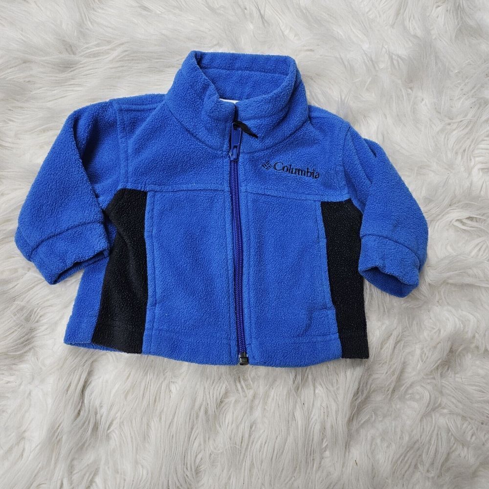 Columbia Sportswear Blue Black Fleece Zip Up Jacket Baby Size 6 Months